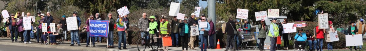 protesters along street
